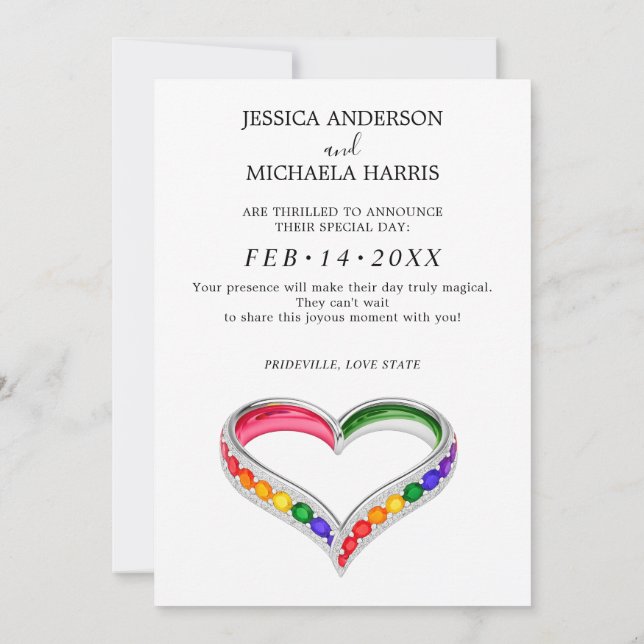 🌈 🐦 LGBTQ Hochzeit mit Liebe bemalt  Save The Date (Rückseite)