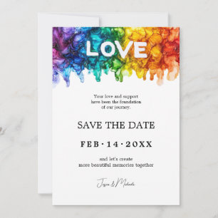 🌈 🐦 LGBTQ Hochzeit mit Liebe gemalt Save The Date