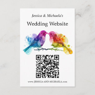 LGBTQ+ Hochzeitswebsite Rainbow Lovebirds Begleitkarte