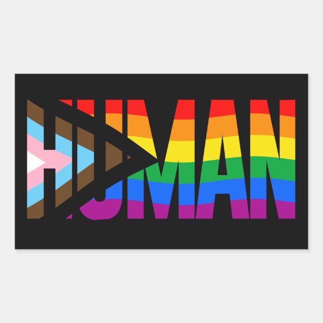 LGBTQ HUMAN RECHTECKIGER AUFKLEBER (Vorderseite)