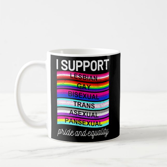 LGBTQ I unterstützt pansexuelle asexuelle Transbis Kaffeetasse (Links)