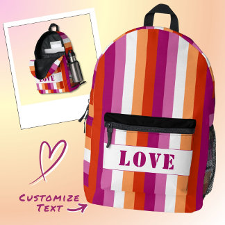 LGBTQ+ individuelle lesbische Flagge Streifen Prid Bedruckter Rucksack