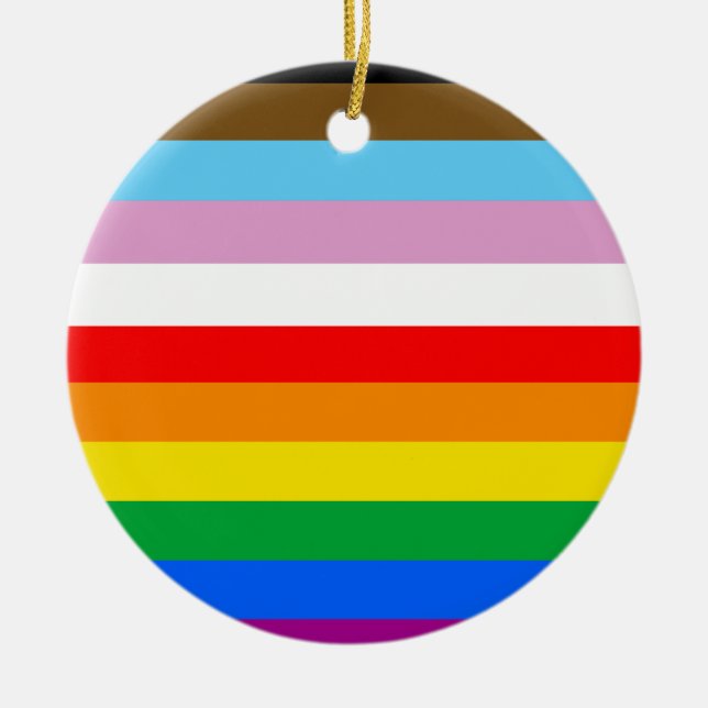 LGBTQ+ INKLUSIVE PRIDE FLAG KERAMIK ORNAMENT (Vorne)