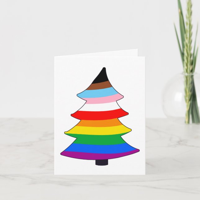 LGBTQ+ INKLUSIVE PRIDE Holigay Tree Feiertagskarte (Vorderseite)
