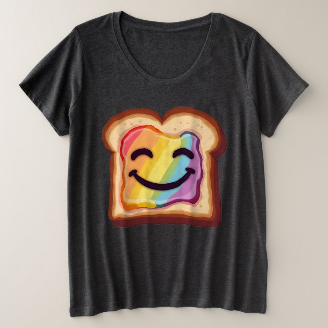 LGBTQ lächelnde Scheibe Toast überzogen mit pulsie Große Größe T-Shirt (Design vorne)