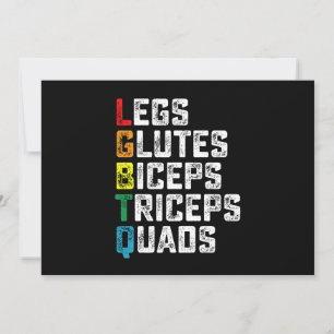 LGBTQ Legs Glutes Biceps Triceps Quads Funny Gym Einladung