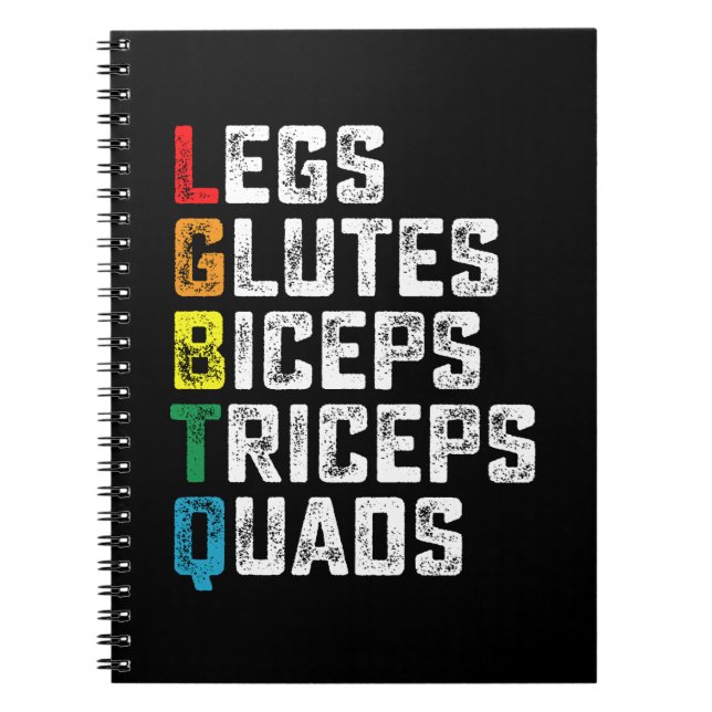 LGBTQ Legs Glutes Biceps Triceps Quads Funny Gym Notizblock (Vorderseite)
