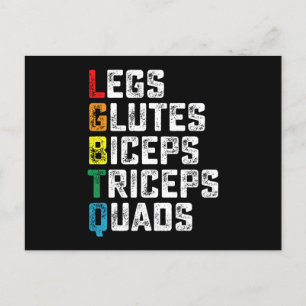LGBTQ Legs Glutes Biceps Triceps Quads Funny Gym Postkarte