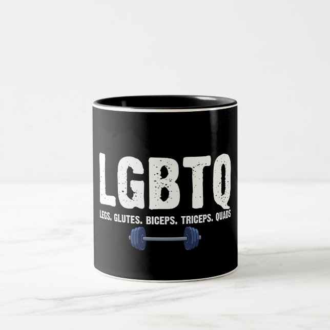 LGBTQ Legs Glutes Biceps Triceps Quads Gym Lover Zweifarbige Tasse (Mittel)