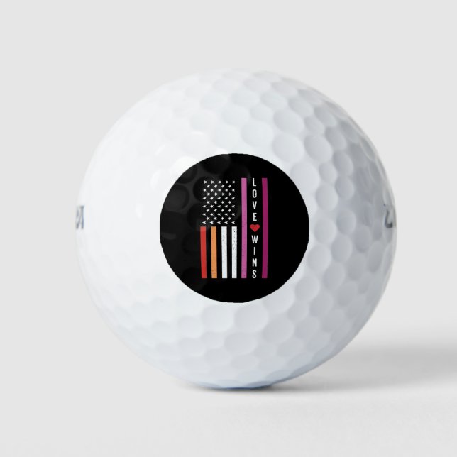 LGBTQ Lesbian Pride Liebe gewinnt amerikanische Fl Golfball (Vorderseite)