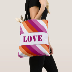 LGBTQ+ Lesbische Flagge mit Liebe Streifen -