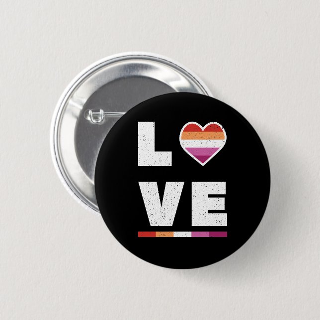 LGBTQ Lesbische Pride Flag Beängstigende Grunge-Li Button (Vorne & Hinten)