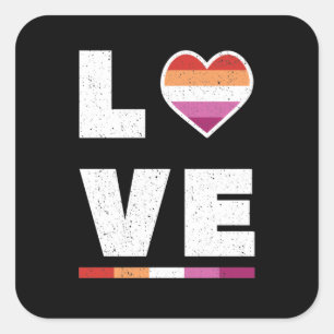 LGBTQ Lesbische Pride Flag Beängstigende Grunge-Li Quadratischer Aufkleber