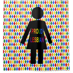 LGBTQ Lesbische Silhouette und Rainbow Ladys Duschvorhang