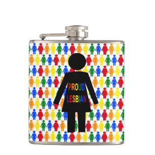 LGBTQ Lesbische Silhouette und Rainbow Ladys Flachmann