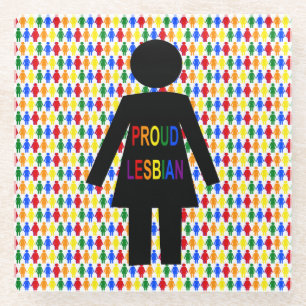 LGBTQ Lesbische Silhouette und Rainbow Ladys Glasuntersetzer