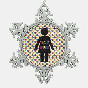 LGBTQ Lesbische Silhouette und Rainbow Ladys Schneeflocken Zinn-Ornament
