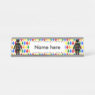LGBTQ Lesbische Silhouette und Rainbow Ladys Schreibtischnamensplakette
