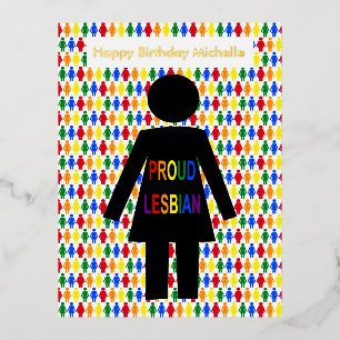 LGBTQ Lesbische Silhouette und Regenbogen Ladys Cu Folien Feiertagspostkarte