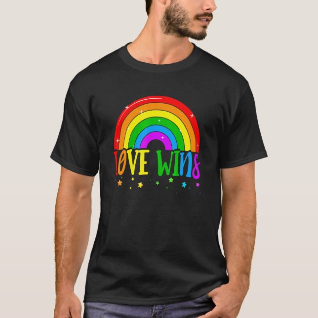 Lgbtq Liebe gewinnt Gay Pride Lgbt Ally Rainbow Fl T-Shirt (Vorderseite)