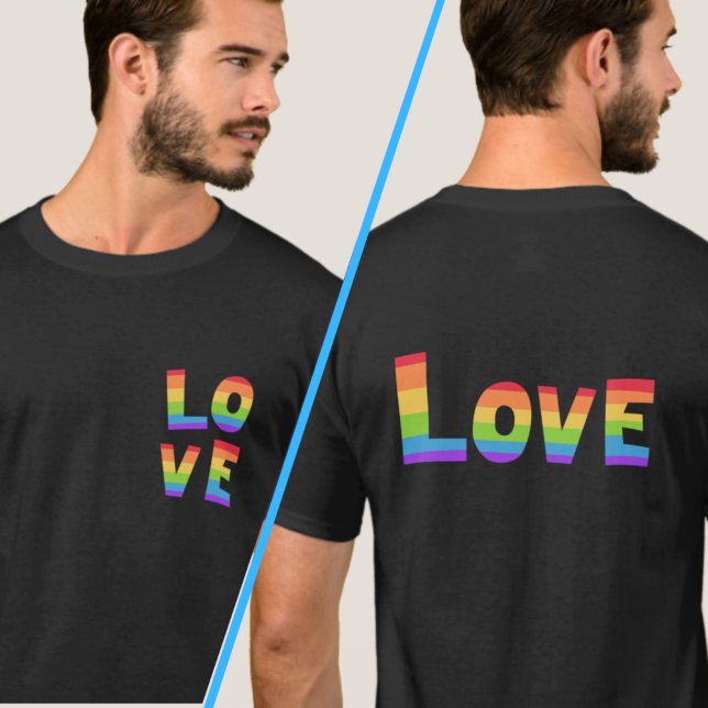 LGBTQ-LIEBE in Rainbow-Farben, Vorderseite und Rüc T-Shirt (Von Creator hochgeladen)