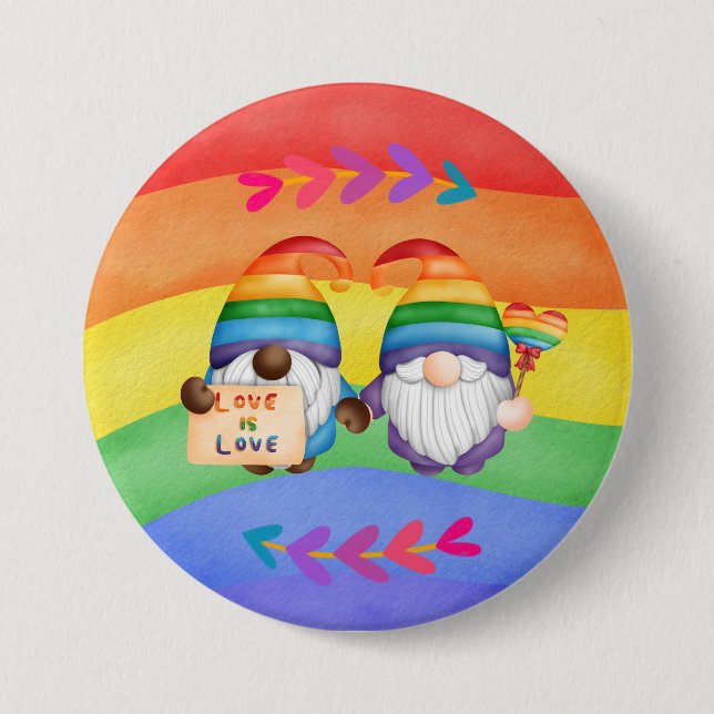 LGBTQ Liebe ist Liebe farbenfroher Regenbogen Button (Vorderseite)