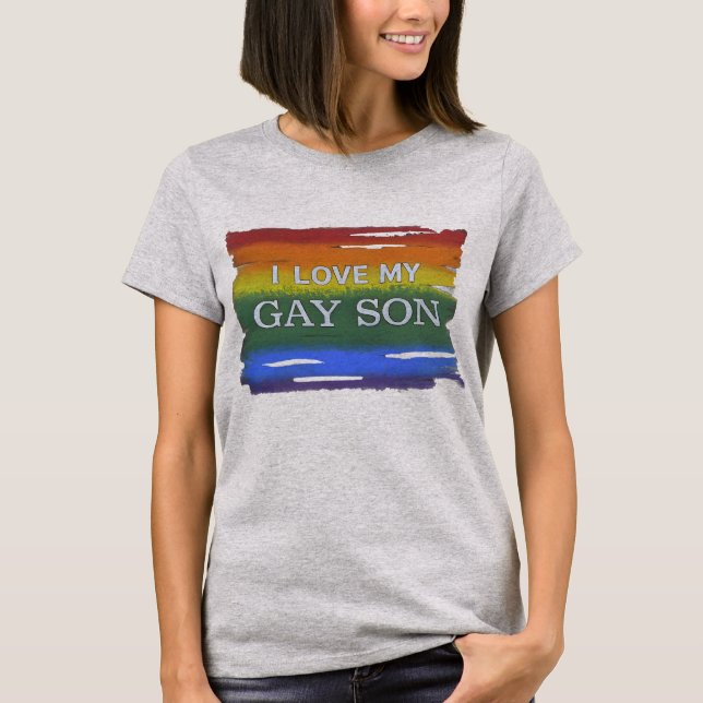 LGBTQ Liebe und Gleichheit Rainbow I Liebe My Gay  T-Shirt (Vorderseite)