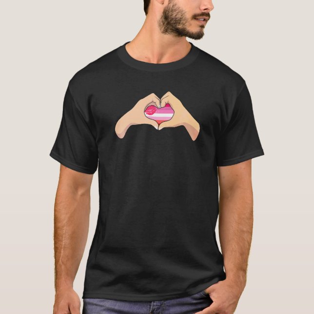Lgbtq Lipstick-Druckfahne Hand Herz-Schild Lipstik T-Shirt (Vorderseite)