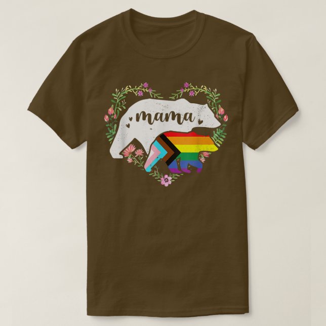 LGBTQ Mama Bear Progress Flag Gay Equal Righ T-Shirt (Design vorne)