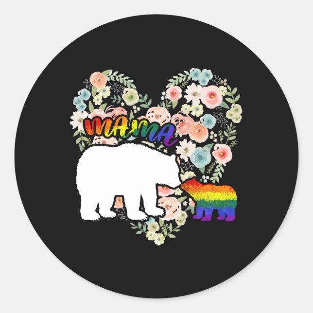 LGBTQ Mama Bear Progress Flag Gay Runder Aufkleber (Vorderseite)