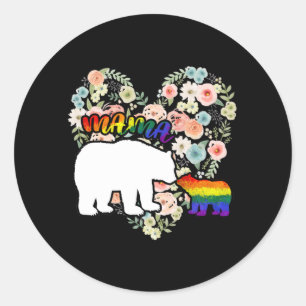 LGBTQ Mama Bear Progress Flag Gay Runder Aufkleber