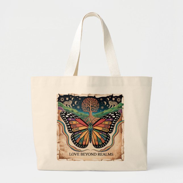LGBTQ Mayan Butterfly | Rainbow Pride Jumbo Stoffbeutel (Vorne)
