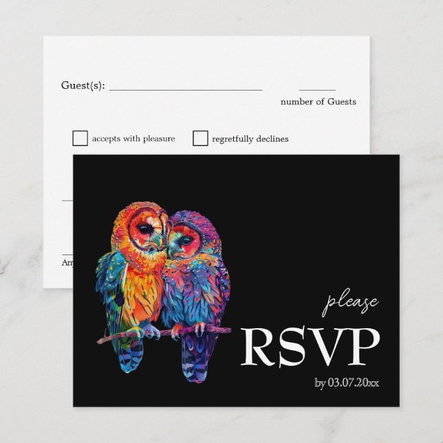 LGBTQ+ mit diätetischen Anforderungen Ewige Einhei RSVP Karte (Vorne/Hinten)