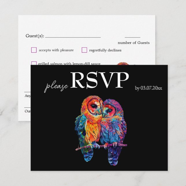 LGBTQ+ mit Menü Budget Ewige Einheit RSVP Karte (Vorne/Hinten)