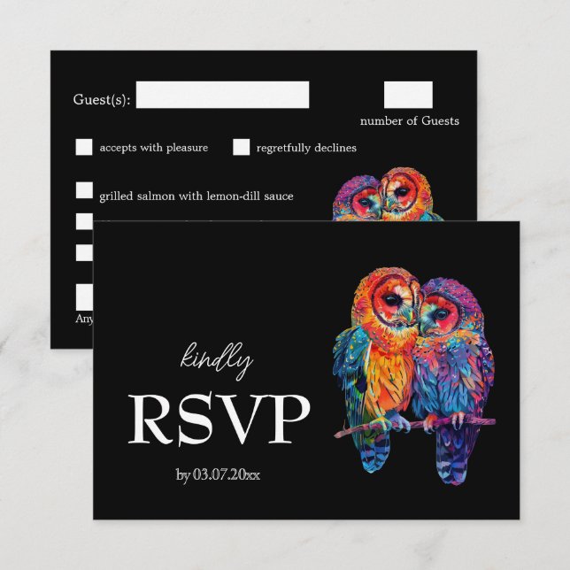 🌈 LGBTQ+ mit Menü Budget Ewige Einheit RSVP Karte (Vorne/Hinten)