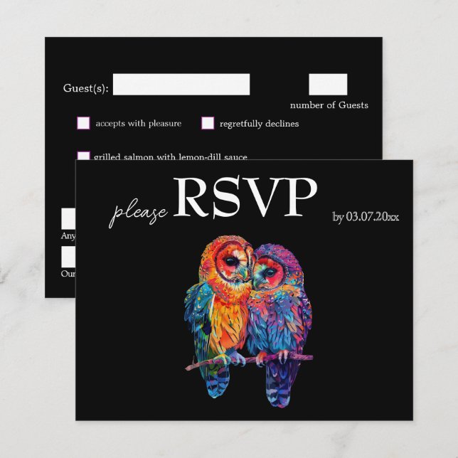 LGBTQ+ mit Menü Budget Ewige Einheit RSVP Karte (Vorne/Hinten)