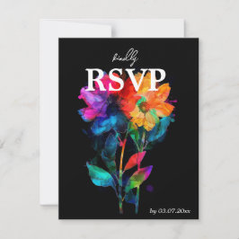 🌈 LGBTQ Mit Menü und QR-Code Petals & Pride RSVP Karte