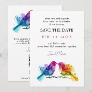 LGBTQ+ mit QR-Code Rainbow Lovebirds Save The Date