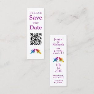 LGBTQ+ mit QR-Code Regenbogen-Liebesvögel Telefonnummerkarte
