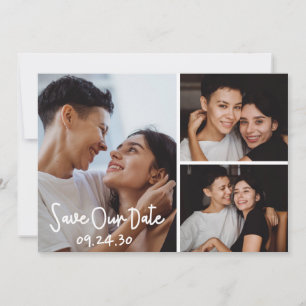 LGBTQ Modern Foto Collage Flat Save the Date Card