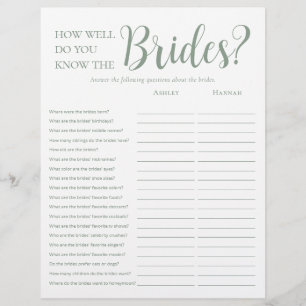 LGBTQ Modern Sage Green 2 Side Brautparty Game Flyer