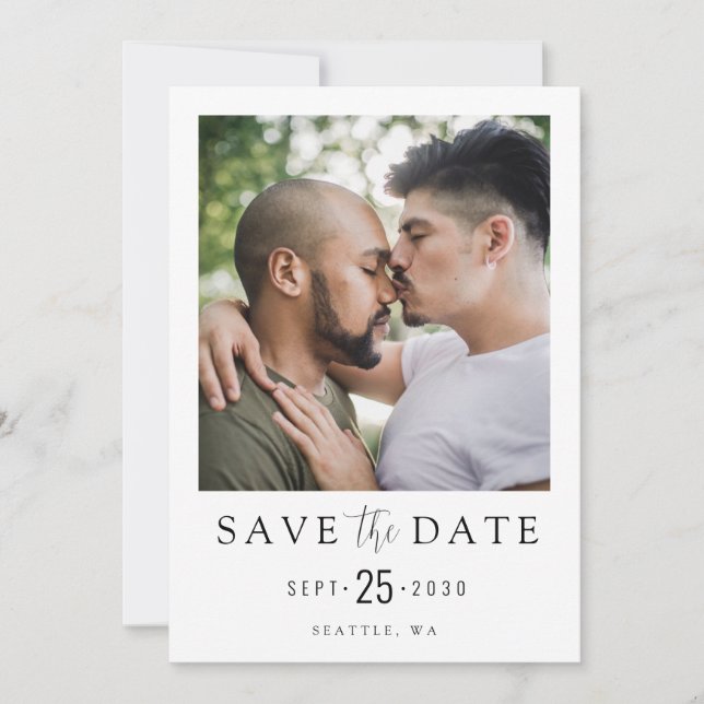 LGBTQ Modernes, einfaches, elegantes Foto Save the Save The Date (Vorderseite)