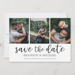 LGBTQ Modernes Skriptfoto Collage Save The Date