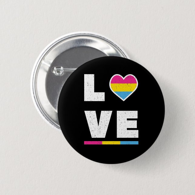 LGBTQ Pansexual Pride Flag Distressive Grunge Lieb Button (Vorne & Hinten)