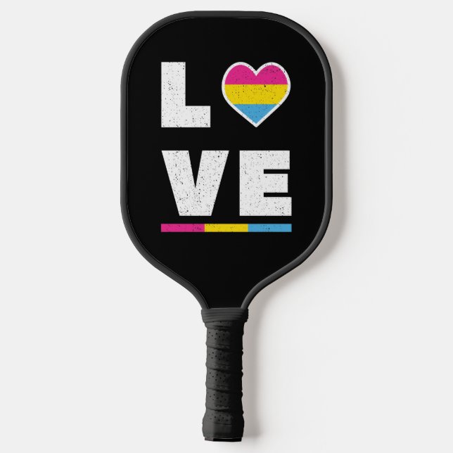 LGBTQ Pansexual Pride Flag Distressive Grunge Lieb Pickleball Schläger (Rückseite)