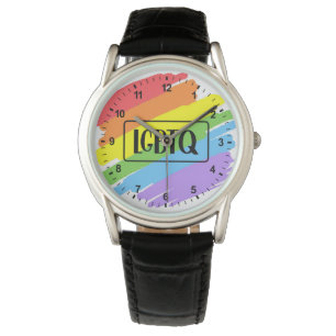 LGBTQ Pinselstriche Rainbow Armbanduhr