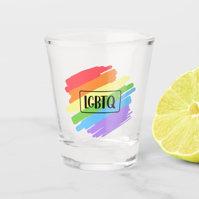LGBTQ Pinselstriche Rainbow Schnapsglas (Vorderseite)