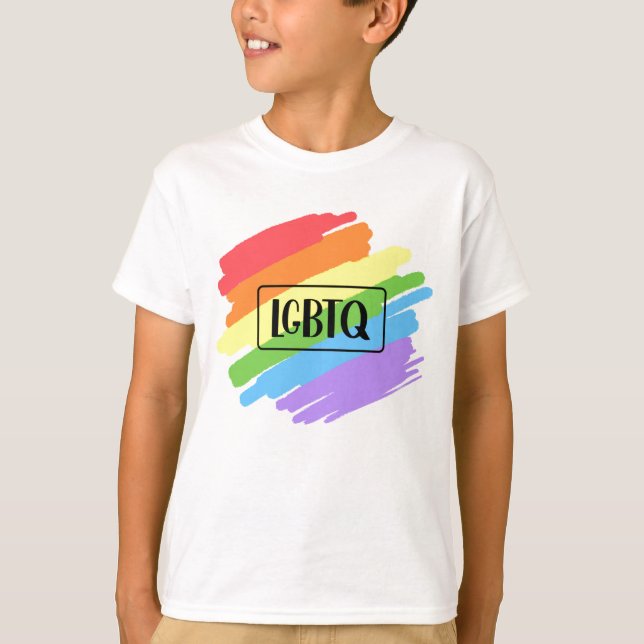 LGBTQ Pinselstriche Rainbow T-Shirt (Vorderseite)