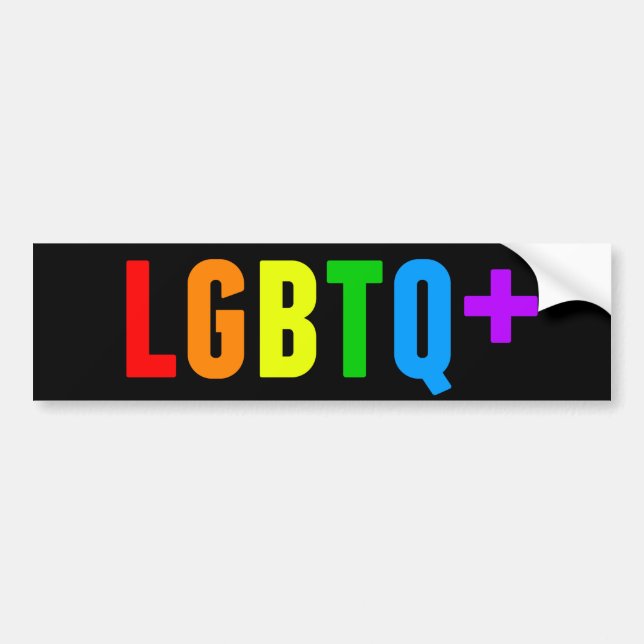 LGBTQ Plus Rainbow Gay Pride Akronym Black Autoaufkleber (Vorne)