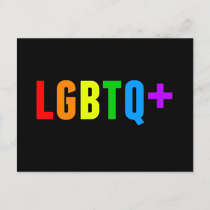 LGBTQ Plus Rainbow Gay Pride Akronym Black Postkarte